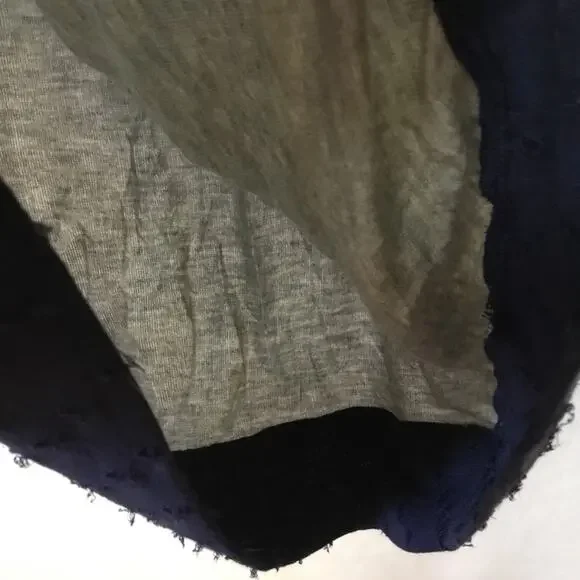 Gray Navy Lightweight Knit Distress Detailing Top - Picture 12 of 12